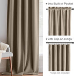 Lazzzy Velvet Blackout Curtains Thermal Insulated Room Window Drapes Super Soft Luxury Curtains for Living Room Bedroom Rod Pocket 2 Panels, Light Taupe, 52" W x 84" L