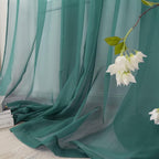 HUTO Dark Teal Green Sheer Curtains 54 inches Long for Bedroom Top Rod Pocket Sheer Window Panels Curtains for Nursery Living Room 52 by 54 Inch Length Set of 2
