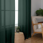 OWENIE Green Sheer Curtains 78 Inches Long for 2 Panels Set for Christmas, Solid Light Filtering Fimly Voile Sheer Curtains for Living Room Bedroom, Hunter Green, 42" x78