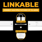 LED Under Cabinet Lighting Hardwired - 3CCT 12 Inch White Finish - Undercabinet Lights for Kitchen - Linkable Undercounter Dimmable Plug in Light or Hard Wired - Under Counter Fixture Direct Wire