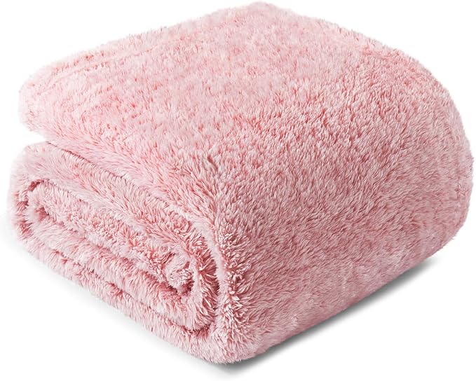 Exclusivo Mezcla Plush Fuzzy Fleece Bed Blanket King Size, Super Soft, Fluffy and Warm Blankets, Suitable for All Seasons (Mixed Pink, 90x104 Inches)