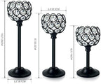 12pcs Bulk Crystal Candle Holders Set, 3 Sizes Tealight Candlestick Holders for Wedding Table Centerpiece, Fireplace Candelabra, Home Decor – Black (Kehail)