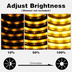 iNextStation 12V LED Light Strip IP65 Waterproof Yellow LED Strip Lights 16.4ft/5m Cuttable 300 SMD 2835 LED Tape Flexible Led Lights for Bedroom Outdoor Indoor Decor (Power Adapter not Included)