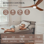 Obabala Ceiling Fans with Lights and Remote, 70inch Outdoor Ceiling Fan 3 Solid Wood Blades Fan with 3 Downrods for Patios, Modern Ceiling Fan with Noiseless Reversible DC Motor (Solid Wood, 70in)