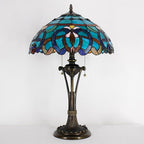 Tiffany Table Lamp Blue Green Stained Glass Desk Lamp 16X16X24 Inches Jewelry Baroque Style Reading Light