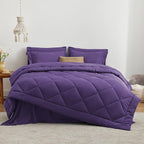 Love's cabin California King Comforter Set Purple, 7 Pieces California King Bed in a Bag, All Season Bedding Sets with 1 Comforter, 1 Flat Sheet, 1 Fitted Sheet, 2 Pillowcase and 2 Pillow Sham