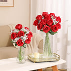 JUSTOYOU 30PCS Artificial Roses Silk Flowers in Bulk, Realistic Red Fake Roses for Wedding Decorations, Home Decor, Centerpieces, Indoor Floral Arrangements