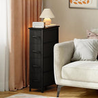 Somdot Narrow Dresser with 4 Drawers, Slim Storage Organizer Chest of Drawers with Removable Fabric Drawers for Small Spaces Bathroom Closet Bedroom Laundry, Black