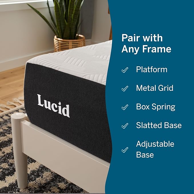 Lucid 10 Inch Memory Foam Mattress - Medium Feel - Infused with Refreshing Bamboo Charcoal and Cooling Gel - Bed in a Box - Temperature Regulating - Pressure Relief - Breathable - King Size