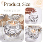 8 Pcs Glass Clear Votive Floating Candle Holders with 8 Pcs Bright Pearl String Beads, Tealight Bowl Candle Holder Bulk for Wedding Centerpiece Home Bridal Shower Party Decor (Silver)