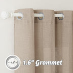 RYB HOME Linen Semi Sheer Curtains - Light Filtering Wrinkle Resistance Breathable Window Treatments Natural Fabric for Living Room Bedroom Kitchen, W 100 x L 108 inch, Khaki, 1 Panel