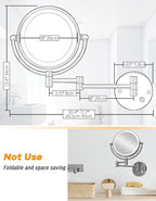 Wall Mounted Makeup Mirror with Lights Hardwired, 1/5X Magnifying Double Sided Touch Dimming, 360 Rotation Extension Arm Shaving Light up Mirror for Bathroom, Chrome