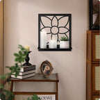Flower Candle Wall Sconce, Retro Bathroom Wall Decor, Black Minimalism Wall Art for Living Room Bedroom Bathroom (2 Pack 11.8 x 13 in)