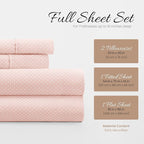Linen Market Patterned Microfiber Full Sheet Set 4 Piece – Oeko-TEX Certified Ultra Soft & Wrinkle-Free - 16" Deep Pocket Sheets - Easy Care Full Size - My Heart Pink
