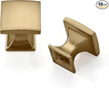 Khtumeware 10 Pack 1 inch Brushed Brass Cabinet Knobs - Square Drawer Knobs & Pulls for Kitchen & Dresser Drawers