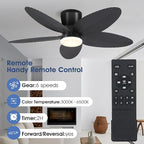 Palm Leaf Ceiling Fans with Lights-42 Tropical Ceiling Fan with Light and Remote/APP Control,Flush Mount Low Profile Black Ceiling Fans for Bedroom,Indoor/Outdoor Patio Use