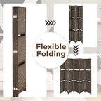 Room Divider 6 Panel Room Screen Divider Folding Portable partition Screen Wood with Removable Storage Shelves Colour Brown
