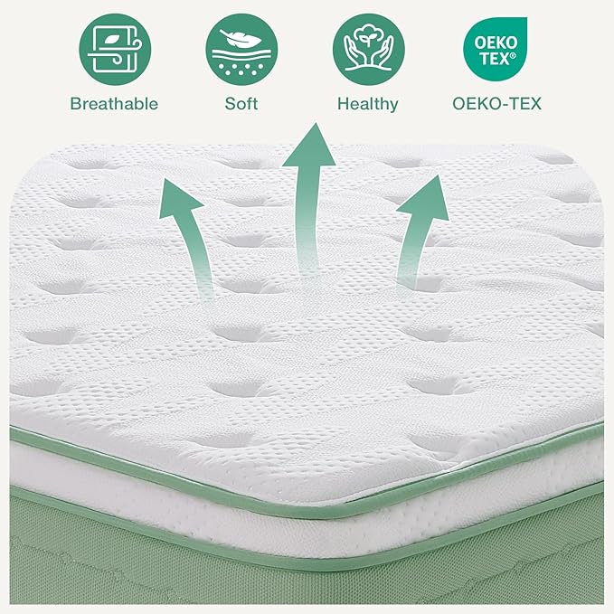 Novilla Twin Mattress, 10 Inch Hybrid Mattress in a Box, Gel Inflation Memory Foam with Pocket Coils Innerspring for a Cozy Night, Pillow Top Twin Size Mattresses, Medium Firm & Fit The Body's Curves