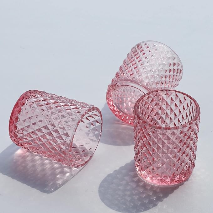Woho 24pcs Pink Votive Candle Holders, Tealight Candle Holder for Wedding Table Decor, Tea Lights Candle Holder for Anniversary Bridal Shower