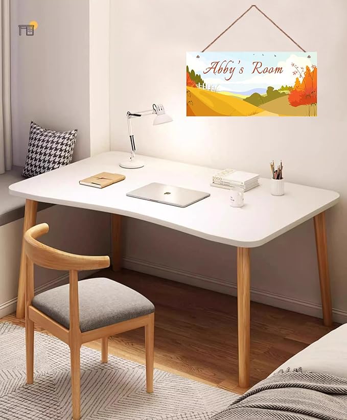 Personalized Name Sign Landscape Painting Decor For Girls Room and Baby Nursery Kids Bedroom Wood Plaque Hanging Wall Art Decor