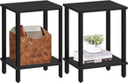 TUTOTAK End Table, Set of 2, Side Table, Nightstand, 2-Tier Storage Shelf, Sofa Table for Small Space, Living Room, Bed Room TB01BK035