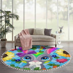 Round Rugs Stained Glass a Portrait a Cute Cartoon Rabbit a Flowers Rectangular Boho Area Rug Linen and Cotton Carpet Meditation Rug Washable Hallway Runner Mat Accent Rug for Bedroom Bathroom 6ft