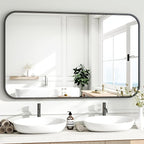 HARRITPURE Rectangular Bathroom Mirror 48''x30'' Black Bathroom Wall Mirror Aluminum Frame Wall-Mounted Mirrors for Entryway Bedroom Living Room