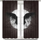 Cool Raven Print Curtains - Vintage Nordic Viking Theme Dead Tree Crow Full Moon Thermal Insulated Blackout Curtains - Rod Pocket Window Treatment Drapes for Bedroom 2 Panels 63L x 31.5W