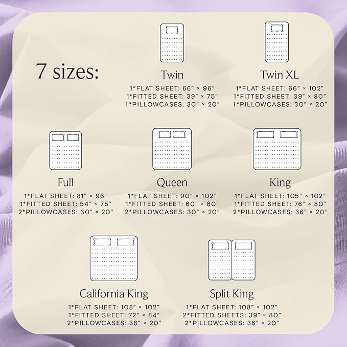 LuxClub 4 PC California King Sheet Set, Breathable Luxury Bed Sheets, Deep Pockets Wrinkle Free Cooling Sheets Machine Washable Hotel Bedding Silky Soft - Lavender Cal King
