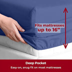 Mellanni Split King Sheets Set - 5 PC Iconic Collection Bedding - Hotel Luxury, Extra Soft, Cooling Bed Sheets - Wrinkle, Fade, Stain Resistant (Split King, Blue Nova)