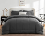 CozyLux Full Size Comforter Sets Dark Grey, 7 Pieces Bed in a Bag, Dark Grey Comforter Full Size, All Season Bedding Sets with Stitch Quilted Comforter, Flat Sheet, Fitted Sheet, Pillowcases