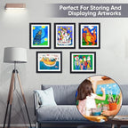 3-Pack Kids Artwork Frames Changeable - Kids Art Frame,Artwork Frames for Kids Art,Children Art Projects Kids Art Frames,8.5x11 Picture Frame for Display Kid Art work,With Storage(Black)