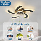 Ceiling Fan with Lights Remote Control, Black Modern Ceiling Fan with Light, 3 Light Color 6 Speeds Low Profile Flush Mount Ceiling Fan for Kitchen Bedroom Living Room