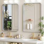 22×30 Silver Bathroom Vanity Mirror for Over Sink - Rectangle Framed Mirrors for Wall with Tempered Glass & Rounded Corners for Bedroom, Living Room, Horizontal/Vertical, Modern Farmhouse
