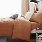 CozyLux King Size Comforter Sets Pumpkin - 7 Pieces Bed in a Bag King, Luxury Soft Bed Set for All Seasons, Bedding Set with Down Alternative Comforter, Sheets, Pillowcases & Shams