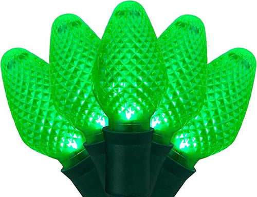 25 Green C7 Christmas Lights, 17 Ft – LED String Light Set by Wintergreen for Outdoor Holiday Lighting, St. Patrick's Day, and Halloween