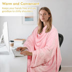 Catalonia Pink Wearable Fleece Blanket with Sleeves and Foot Pockets for Adult Women Men, Micro Plush Comfy Wrap Sleeved Throw Blanket Robe