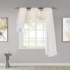 KEQIAOSUOCAI Beige Sheer Window Scarf Curtains Valance 144 Inches Long Sheer Fabric for Draping Curtain Toppers for Wedding Party Girls Room Bed Canopy Scarves 52Wx144L Beige