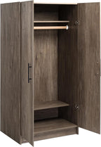 Prepac Elite 32" Storage Cabinet, Gray Storage Cabinet with Hanging Rail and Shelves for Living room, Kitchen ang Laundry Room 24.5" D x 32" W x 65" H
