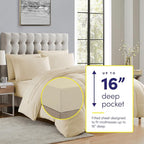 RV Short Queen Comforter Set for RV Camper - Comforter Set with Fitted & Flat Sheet, 4 Pillowcases - Tailored for RV Short Queen Beds - Cozy Essentials for Your RV Bedroom, Beige