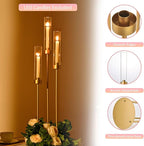 Vincidern 20pcs Gold Candelabra with Acrylic Lampshade, 3 Arm Taper Candle Holder, 33.8 in Tall Metal Candlestick for Table Centerpieces, Halloween, Christmas, Wedding Decor