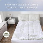 Cooling Mattress Topper - Full Size | Plush Pad Mattress Topper for Back Pain Relief, 8-21" Deep Pocket | Viscose Made from Bamboo Pillow Top | Bedroom Essentials