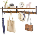 YMYNY Coat Rack Wall Mount with Shelf, 2 Pack 23.6" Coat Hooks Coat Hanger Wall Mount, Wall Hooks for Hanging, Hat Rack for Wall, Towel Hooks for Bathrooms, Rustic Brown UHWS004H-2