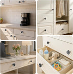 DEELF 25 Packs Kitchen Cabinet Knobs, 30 mm Crystal Cabinet Knobs, Diamond Dresser Handle Drawer Pulls, Dresser Knobs for Cabinets and Drawers, Black
