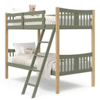 Storkcraft Caribou Bunk Bed Twin Over Twin Bunk Bed (Olive and Natural) - GREENGUARD Gold Certified, Twin Bunk Beds for Kids, Converts to 2 Individual Twin Beds (Mattress not Included)