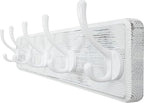 WEBI Coat Rack Wall Mount,Coat Hooks Wall Mounted,16" Hole to Hole,Large Coat Hanger Wall Hook Rack,5 Hooks for Hanging Coats,Hats,Jacket,Clothes,White