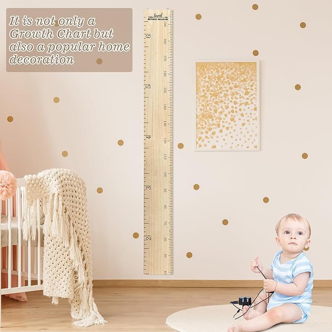 Eersida Growth Chart for Wall Kids Height Growth Chart Wooden Ruler Nursery Wall Decor Boys Girls Height Measurement Loved Beyond Measure for Room Hanging Decor(Classic Style)