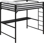 DHP Miles Metal Full Loft Bed with Desk, Black