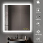 36x36 Inch LED Bathroom Mirror - 3 Colors, Dimmable, Anti-Fog, Wall Mounted Smart Vanity Mirror