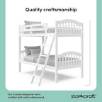 Storkcraft Long Horn Twin-Over-Twin Bunk Bed (White) - GREENGUARD Gold Certified, Converts to 2 Individual Twin Beds